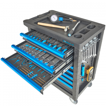 Bestückter Werkzeugwagen mit 8 Schubladen “Basic Pro” 