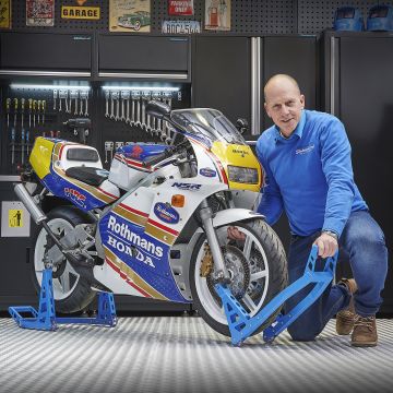 Motorrad Montageständer MotoGP Vorderrad - Blau