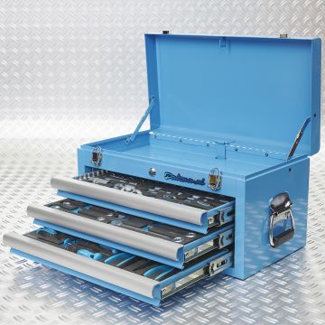 Werkzeugkiste mit drei Schubladen - 3 Schubladen bestückt - Blau