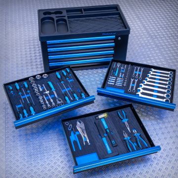Bestückte Werkzeugkiste "Black-Line" 81-teilig mit 4 Schubladen