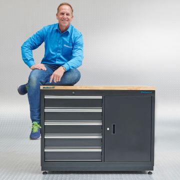 Werkbank mit 5 Schubladen und Schrank - 120 cm