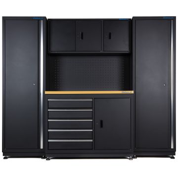 Werkbank 120 cm mit Hängeschrank und 2 Seitenschränken
