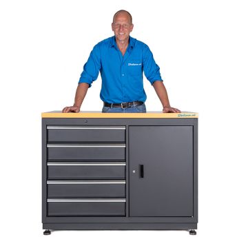 Werkbank mit 5 Schubladen und Schrank - 120 cm