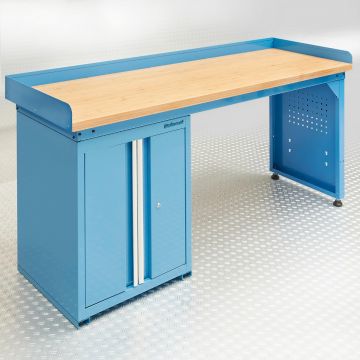 Werkbank PRO 200 cm mit Werkstattschrank - Blau