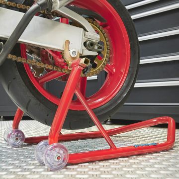 Motorradständer “Xtreme” mit V-Adaptern für Hinterräder - Rot