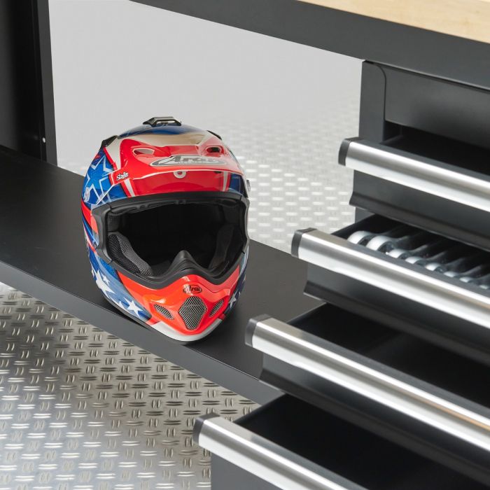 Werkbank 200 cm BAMBUS - 2 Türenschränke und 1 Schubladenschrank-16
