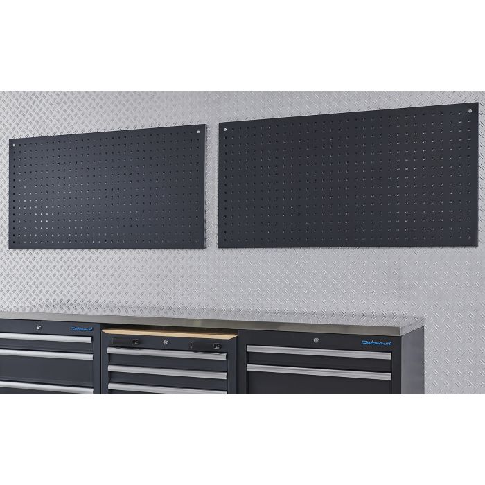 Werkstattlochwand 122 x 61 cm - Schwarz (2 Stück)-1