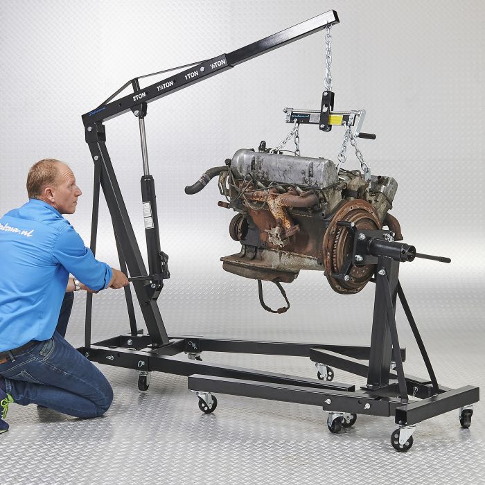 Hydraulischer Werkstattkran 2 Tonnen – klappbar inkl. extra starker Motormontagestütze