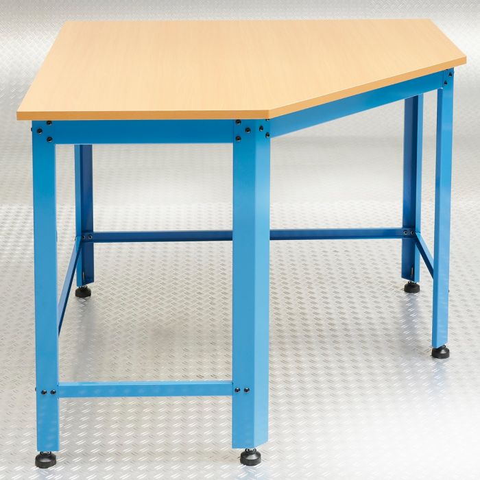 Eckwerkbank mit Arbeitsplatte aus MDF - Blau