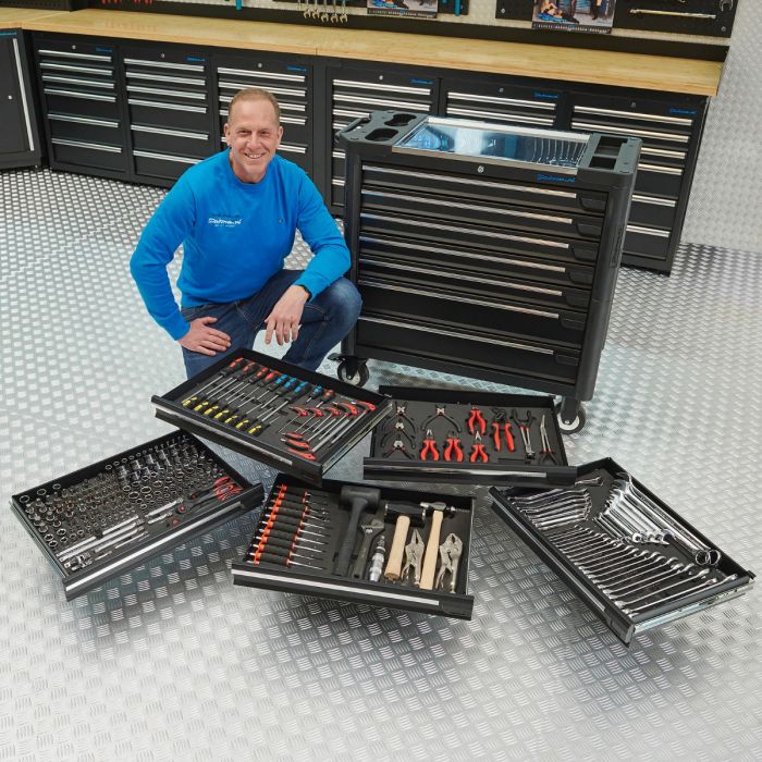 Werkzeugwagen XL + Mach V – Breiter Werkstattwagen mit 5 Werkzeugsätzen