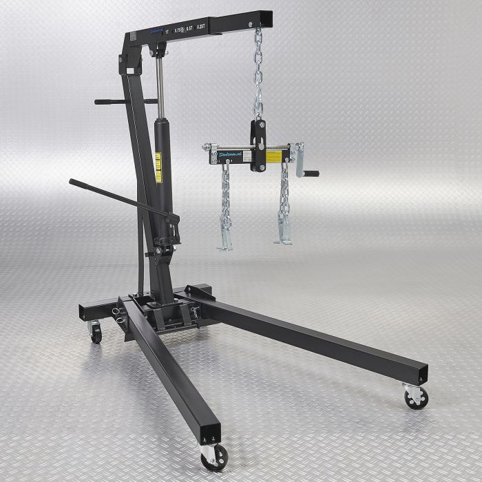 Hydraulischer Werkstattkran 1 Tonne – klappbar inkl. Lastenverteiladapter