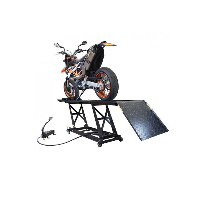 Hydropneumatische Motorradhebebühne mit MotoGP Montageständer