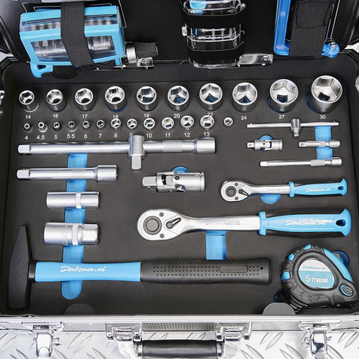 DEKO Werkzeug 150 tlg. fürs Auto - Werkzeugset - Werkzeugkoffer -  Werkzeugkasten, inkl. Werkzeugkoffer für verschiedene, kleinere Reparaturen  am Auto