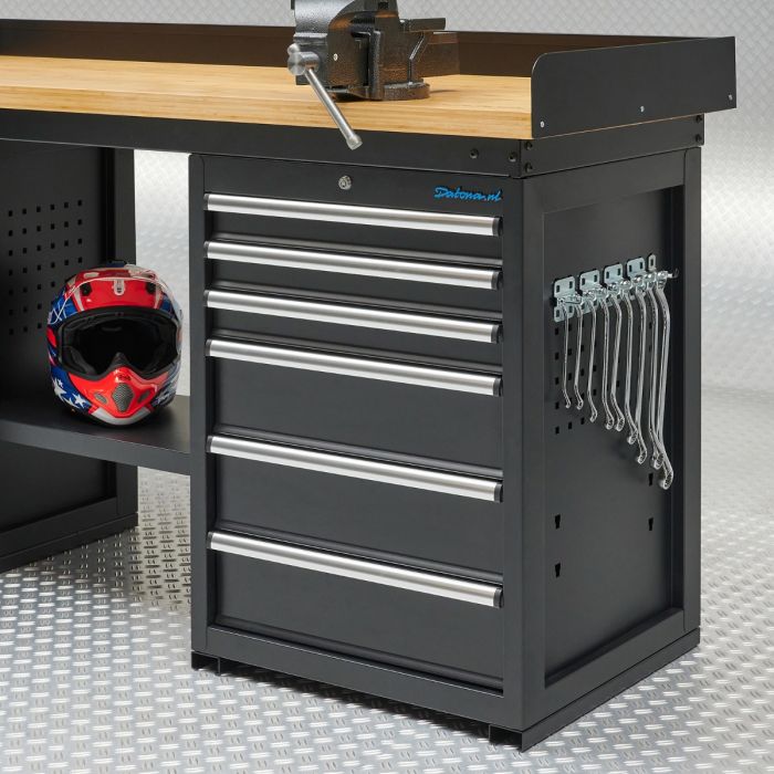 Werkbank 200 cm BAMBUS - 2 Türenschränke und 1 Schubladenschrank-8