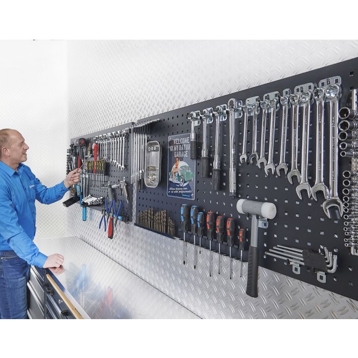 Werkstattlochwand 122 x 61 cm - Schwarz (2 Stück)-8