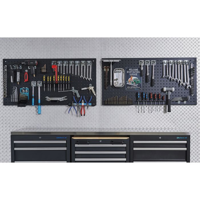 Werkstattlochwand 122 x 61 cm - Schwarz (2 Stück)-4
