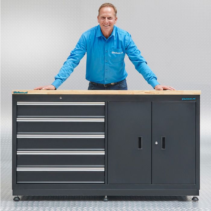 Werkbank mit 5 Schubladen und Schrank - 160 cm