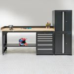 Werkbank 200 cm BAMBUS - 2 Türenschränke und 1 Schubladenschrank-3-thumb