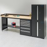Werkbank 200 cm BAMBUS - 2 Türenschränke und 1 Schubladenschrank-2-thumb